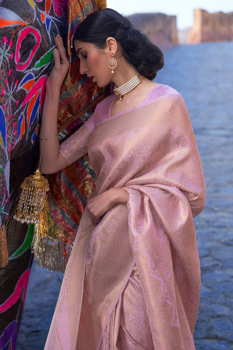 kumbhi grand purple blended silk zari weave soft saree