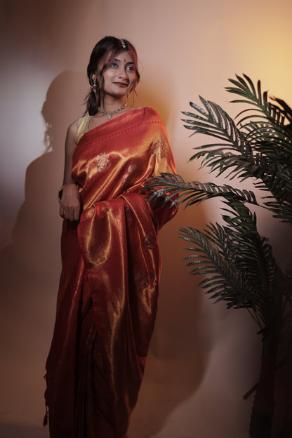 Kundan Silk Tissue Zari Weave Saree
