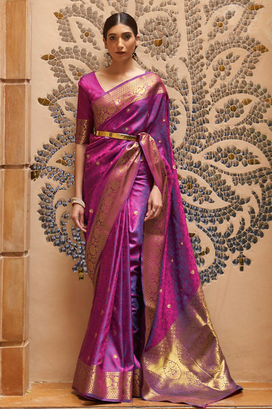 KALANDI PURPLE BLENDED SILK ZARI WEAVE SOFT SAREE