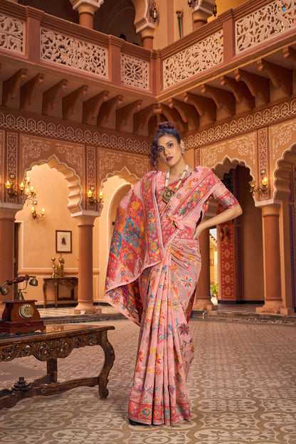 KABIRA PEACH BLENDED SILK ZARI WEAVE SOFT SAREE