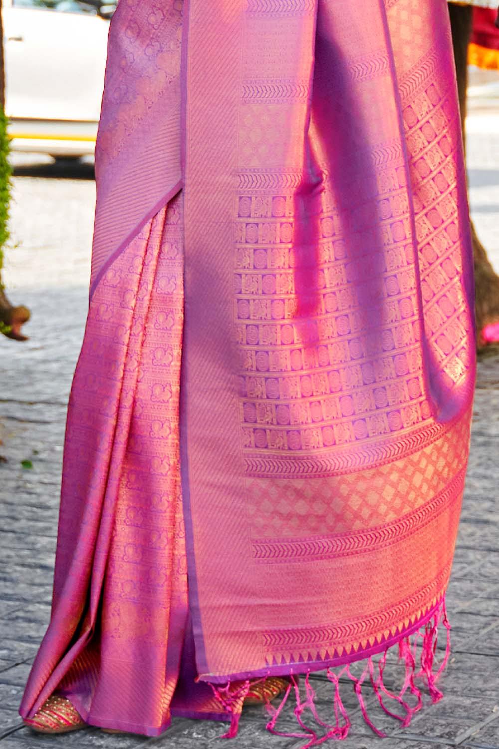 KUMBHI PURPLE BLENDED SILK ZARI WEAVE SOFT SAREE