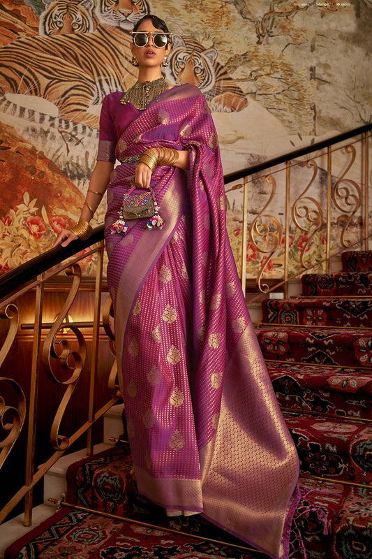 KURINA PURPLE BLENDED SILK ZARI WEAVE SOFT SAREE