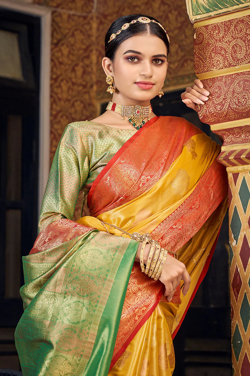 AVKUKTHA YELLOW BLENDED SILK ZARI WEAVE SOFT SAREE